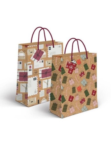 XMAS-BOLSA REGALO M KF.WISHES 18x10x23