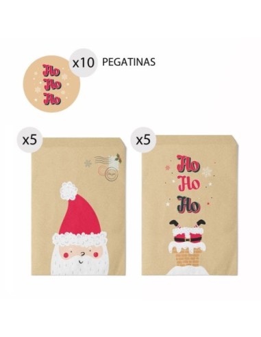 XMAS-JUEGO 10 SOBRES REGALO 13x16 P.NOEL