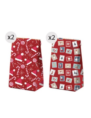 XMAS-JUEGO 4 BOLSAS REGAL.S ROJA.11,5x14