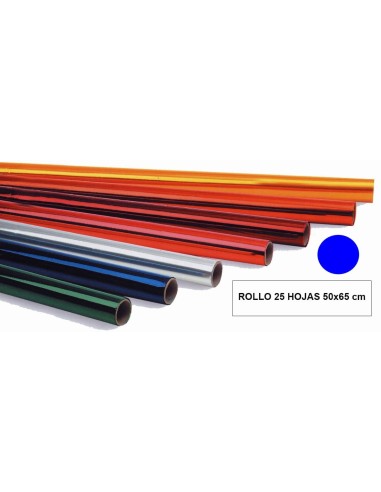 PAPEL CELOFAN TREPADO AZUL -ROLLO 25H.-