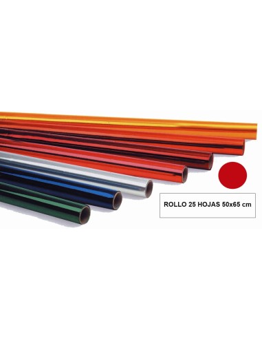 PAPEL CELOFAN TREPADO ROJO -ROLLO 25H.-