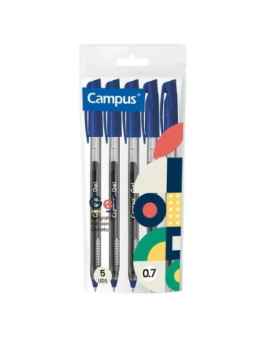 BOLIGRAFO CAMPUS GEL BOLSA 5UN.AZUL