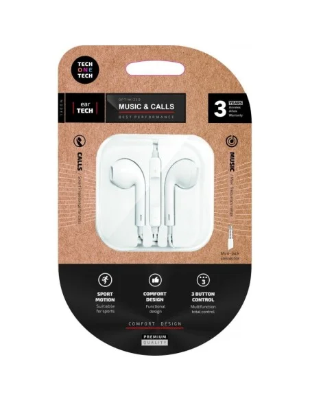 AURICULARES C/MICRO TECH ONE BCO./NEGRO