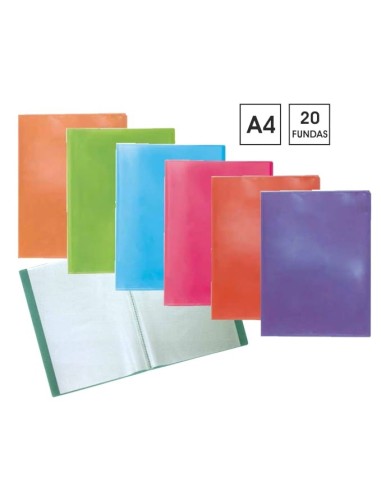 CARPETA 20 FUNDAS PLUS A4 TRANSLUC.COLOR