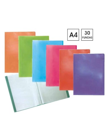 CARPETA 30 FUNDAS PLUS A4 TRANSLUC.COLOR