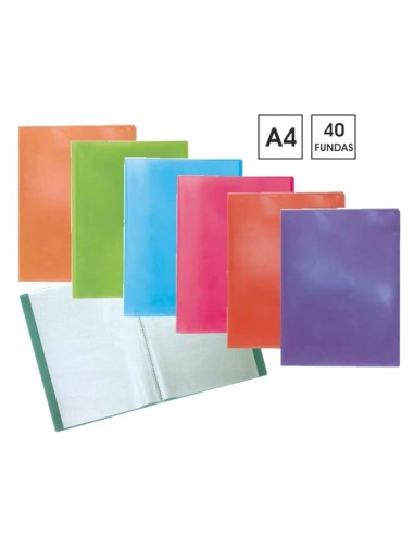 CARPETA 40 FUNDAS PLUS A4 TRANSLUC.COLOR