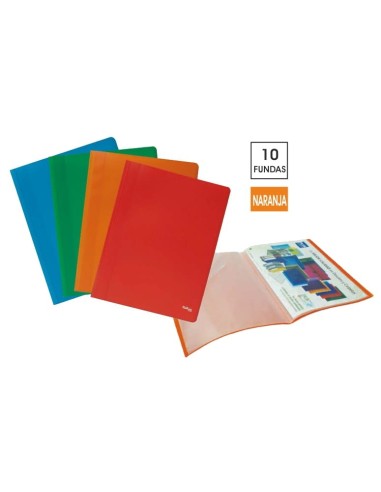 CARPETA ECON.10 FUNDAS PLUS A4 NARANJA