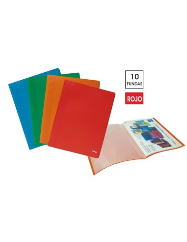 CARPETA ECON.10 FUNDAS PLUS A4 ROJO