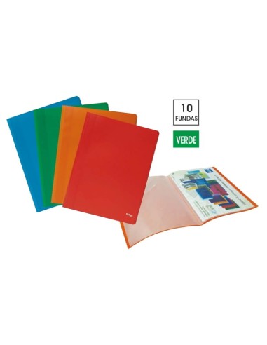 CARPETA ECON.10 FUNDAS PLUS A4 VERDE