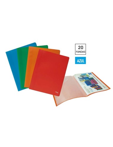 CARPETA ECON.20 FUNDAS PLUS A4 AZUL