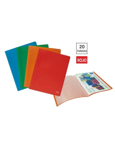 CARPETA ECON.20 FUNDAS PLUS A4 ROJO