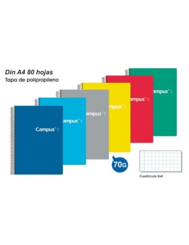 CUAD.A4 PP.80H.CDLA.4x4 70GR.COLOR 03193