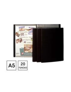 CARPETA POLIPL.20 FUNDAS PLUS A5 NEGRO