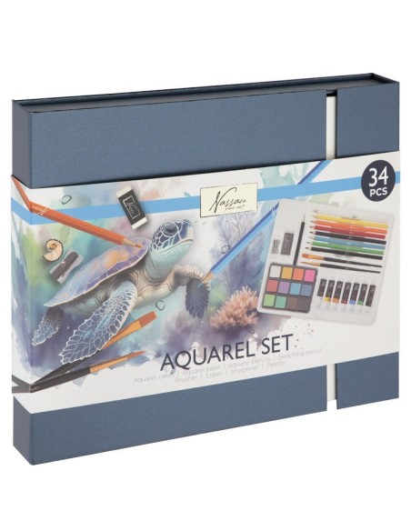 NASSAU-SET ACUARELA CAJA LUX 34PZ.