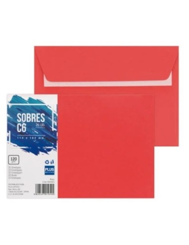 SOBRES PLUS COL.114x162 ROJO -PTE.20