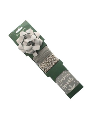 XMAS-PACK CINTAS ADORNO+LAZO PLATA