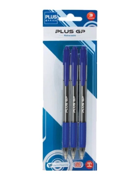 BL.3 BOLIGRAFOS PLUS GP RTR.AZUL