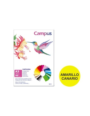 CARTULINA A3 CAMPUS 180GR.AM.CANARI.P/50