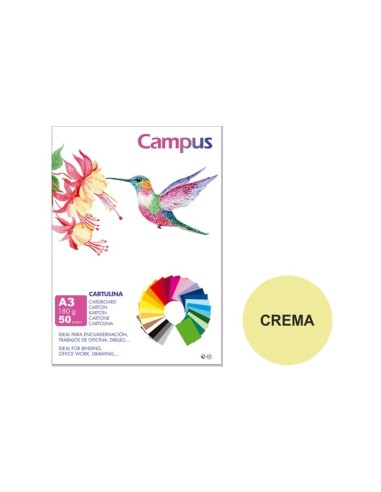 CARTULINA A3 CAMPUS 180GR.CREMA P/50