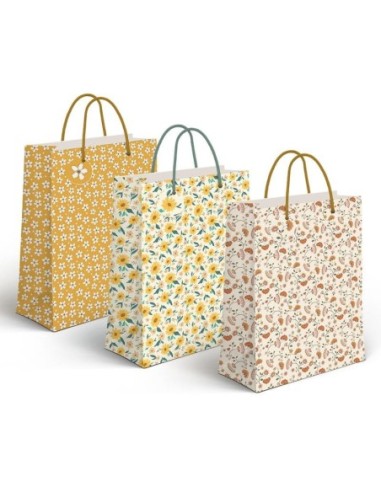 BOLSA REGALO PAPEL FLORES L 26x10x32