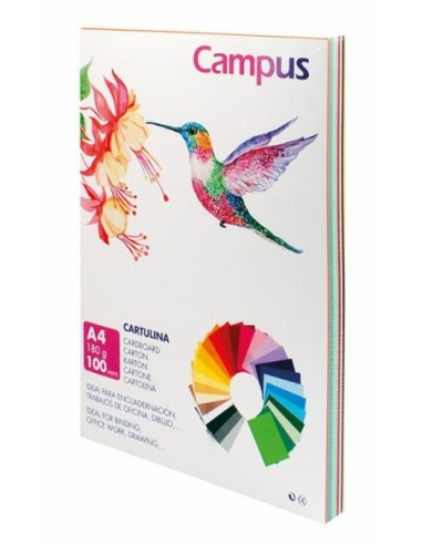 CARTULINA A4 CAMPUS 10 COL.STDS.-PK.100-