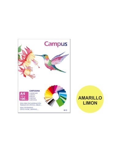 CARTULINA A4 CAMPUS 180G.AMA.LIMON P/100