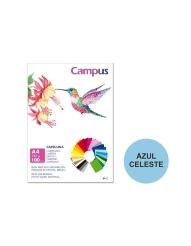 CARTULINA A4 CAMPUS 180G.AZ.CELEST.P/100