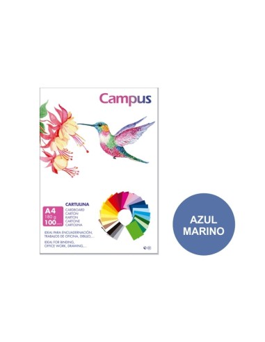 CARTULINA A4 CAMPUS 180G.AZ.MARINO P/100