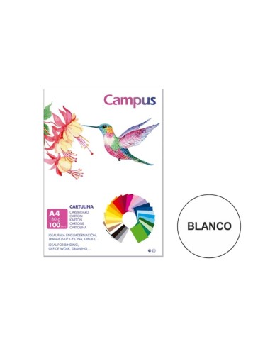 CARTULINA A4 CAMPUS 180G.BLANCO P/100