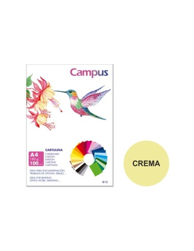 CARTULINA A4 CAMPUS 180G.CREMA P/100