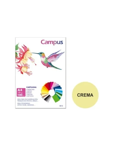 CARTULINA A4 CAMPUS 180G.CREMA P/100