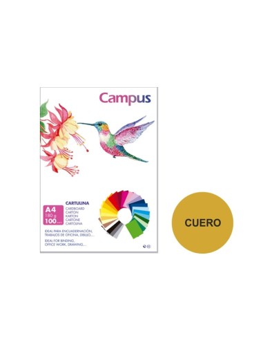 CARTULINA A4 CAMPUS 180G.CUERO P/100