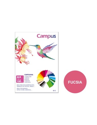 CARTULINA A4 CAMPUS 180G.FUCSIA P/100