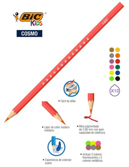 LAPICES COLORES BIC KIDS COSMO -CAJA 12-