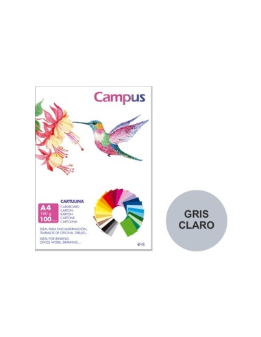 CARTULINA A4 CAMPUS 180G.GRIS CLAR.P/100