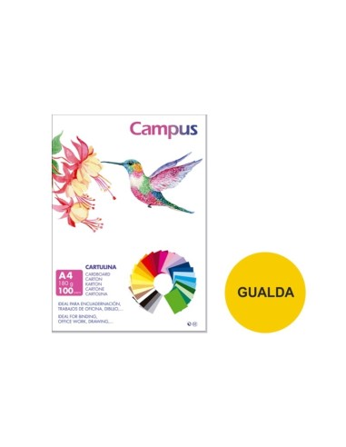 CARTULINA A4 CAMPUS 180G.GUALDA P/100