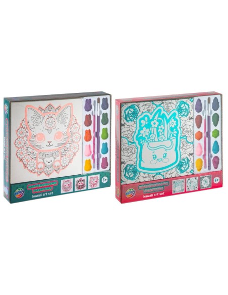 MOXY-SET COLOREAR C/ACUARELAS KAWAII