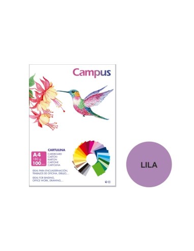 CARTULINA A4 CAMPUS 180G.LILA P/100