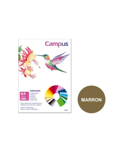 CARTULINA A4 CAMPUS 180G.MARRON P/100