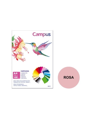 CARTULINA A4 CAMPUS 180G.ROSA P/100