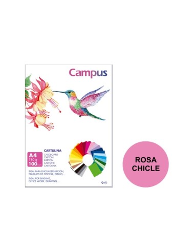 CARTULINA A4 CAMPUS 180G.RS.CHICLE P/100