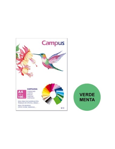 CARTULINA A4 CAMPUS 180G.VDE.MENTA P/100