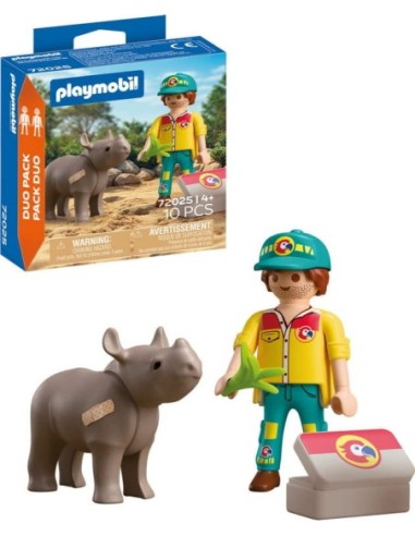 PLAYMOBIL-DUO PACK CUIDADOR RINOCE.72025