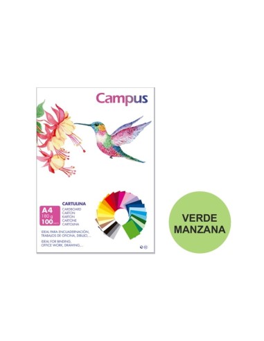 CARTULINA A4 CAMPUS 180G.VERD.MANZ.P/100