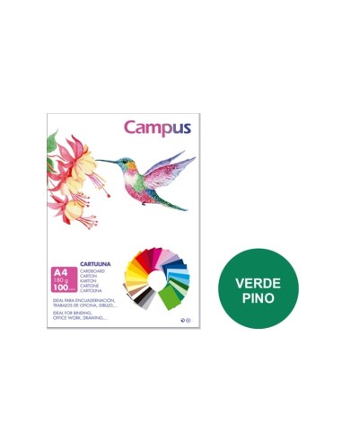 CARTULINA A4 CAMPUS 180G.VERD.PINO P/100