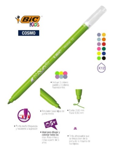 ROTULADORES COLORES BIC KIDS COSMO -C/12