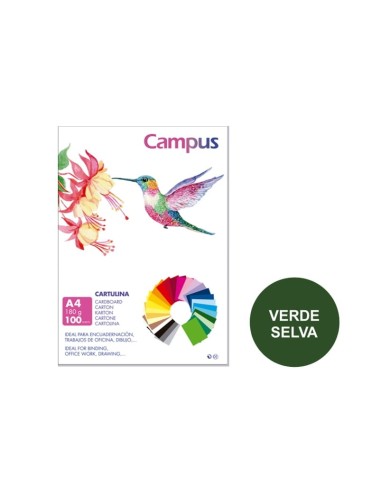 CARTULINA A4 CAMPUS 180G.VERD.SELV.P/100