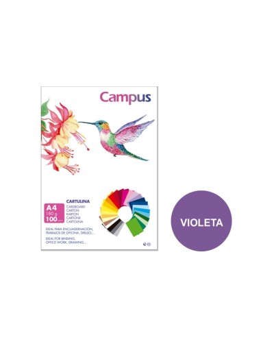 CARTULINA A4 CAMPUS 180G.VIOLETA P/100