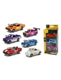TOYS-SET 3 COCHES PULL BACK VINTAGE