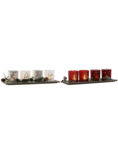 XMAS-SET 5 PORTAVELAS LED CRISTAL